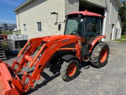 Kubota L4740, 4Wd, NIV: 30405, cab/air, 41HP, 14.9X24 tires, 2 remotes, front end loader w/bucket, 2008, 3593 hrs 