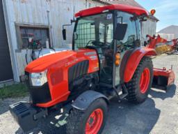 Kubota L6060, 4Wd, NI: 046691, cab/air, 54 HP 400/80R24 tires, 2 remotes w/Agri Metal Max Snow No 2482-1 snow blower, 2019, 1100 hrs