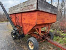 fertilizer gravity box, 6 ton w/auger on running gear 11L15 tires