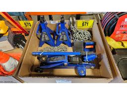 LOT COMPRENANT CRIC DE PLANCHER 2 TONNES, (2) CHAN