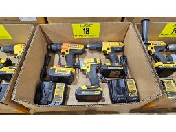 LOT DE (2) PERCEUSES DEWALT, (1) VISSEUSE, (2) CHA