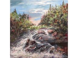 Garceau, Madeleine Cascade Wapizaque Parc National Acrylique sur toile 76 x 76 cm - 30 x 30’’