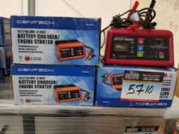 4 Chargeurs à batteries CEN-TECH 12 volts I2-10-50 amp) 