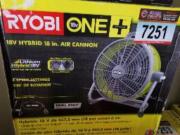 Ventilateur 18'' RYOBI 18 volts hybride è pile et électrique, pile non incluses, neuf