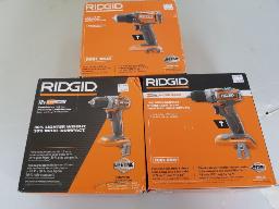 Perceuse-visseuse, 2x perceuses percussion-visseuse 18 volts RIDGID, outil seulement neuf