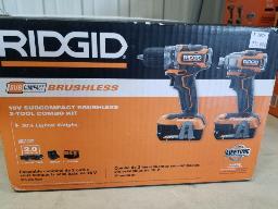 RIDGID-Perceuse tournevis 1/2'', tournevis à percussion, 2 batteries,  chargeur, sac, 18 volts, neufs