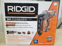 RIDGID-Cloueuse à finition, 16 gauges 2''1/2, 1 batterie, 1 chargeur, sac, 18 volts