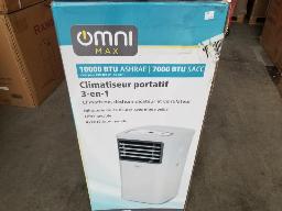 OMNI MAX-Climatiseur portatif 3 en 1, 10000 BTU, déshumidificateur-ventilateur, neuf