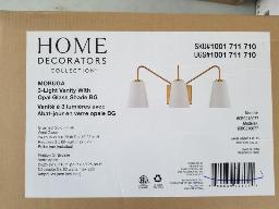 HOME-2x Luminaires 3 lumières avec abat jour en verre opale B6, neufs