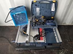 4 Outils MASTERCRAFT: perceuse 3/8, perceuse à batterie 18 V, banc de scie et chaufferette