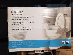 Siège de toilette fixe surélevé et barres d'appui