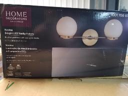 5 ensembles de luminaire pour meuble lavabo à 2 ampoules DEL fini or brossé