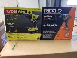 Clé à chocs 1/4 18 volts batterie et chargeur inclus et perceuse RIDGID 18 volts batterie et chargeur non inclus