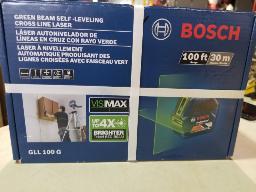BOSH GLL100G-Laser à nivellement automatique produisant des lignes croisées faisceau vert 100', neuf