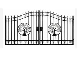 2025-Portail en fer forgé 14' à double battant à motif d'arbre