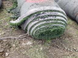 Rouleau de tapis gazon, environ 15' de long, ancien terrain de football