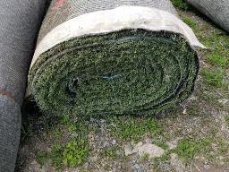 Rouleau de tapis gazon, environ 15' de long, ancien terrain de football