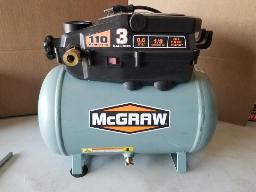 MCGRAW-Compresseur à air 3 gallons, sans huile, 110 PSI max, 1/3 HP, 110 volts