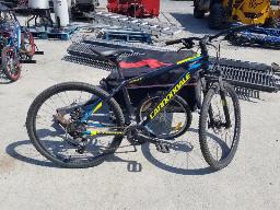 Un vélo CANNONDALE CATALYST avec remorque et support à vélo pour voiture