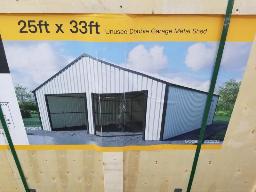 Garage en acier NEUF 25'x33' couleur crème, porte non incluse