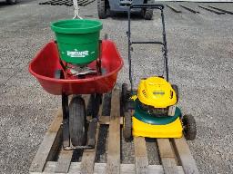 1 Tondeuse Yard man + 1 Brouette + 1 Épandeur