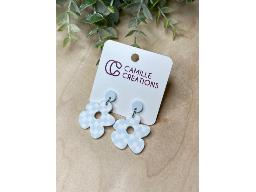 Boucles d’oreilles Fleurs Pendantes Damier-faites à la main