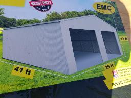 Garage en métal 25'x41'x13 central, 1946Lbs