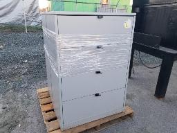 2 classeurs 4 tiroirs en mélamine 36x19 1/2x53 + 2 étagères 24x12x89