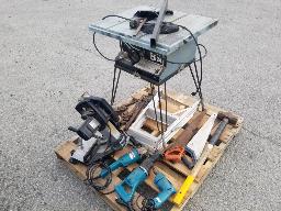 Scie onglet + banc de scie + perceuse + Rectifieuse + Scie va-et-vient