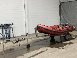 2008, ZODIAC G380 FB, BATEAU PNEUMATIQUE    SUR REMORQUE, MOTEUR 15HP