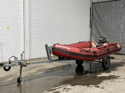 2008, ZODIAC G380 FB, BATEAU PNEUMATIQUE    SUR REMORQUE, MOTEUR 15HP