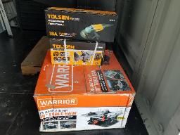 Banc de scie 10'' 15 AMP, meuleuse 9'', &eacute;tau pivotant 8'', neufs