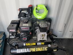 Compresseur a air 9 GAL, 6.5hP  135PSI + Cloueuse a toiture a enroulement 15 d&eacute;gr&eacute;s + Boyau 3/8, neufs
