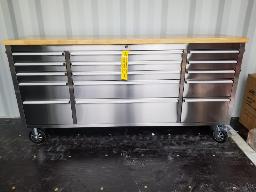 Coffre 15 tiroirs sur roulettes 72''x19''x37'', stainless, neuf