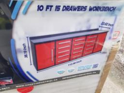 Coffre 15 tiroirs + 2 portes 113poX38poX24po Rouge