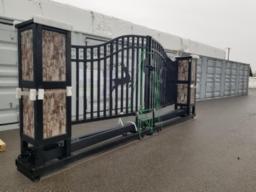 Portail 20' en m&eacute;tal, conception pilier dessin chevreuil