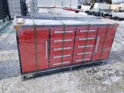 Coffre 10 tiroirs- 2 portes 83x23x36 Rouge orang&eacute;