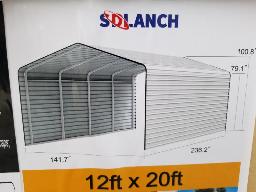 Abris pour v&eacute;hicule en m&eacute;tal environ 12pi x 20pi x 79po centre 100po, boitier 71x23x22, 240Kg