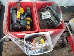 Palan, scie a ruban, outils a batterie
