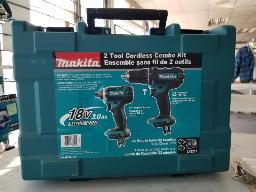 Tournevis &agrave; choc-perceuse-visseuse sans fil. 2 batteries Makita, mod&egrave;le LXT211