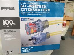Extension &eacute;lectrique 100' &agrave; &eacute;preuve intemp&eacute;ries 10/3 AWG 15AMP Marque Prime