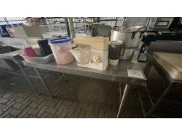 2 x Stainless Steel Tables with backsplashes & more