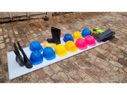 Working Gumboots And Hard Hats