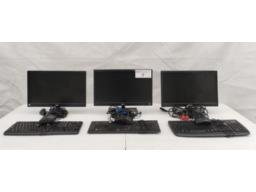 3x Computer screens, keyboard and mouse (working)