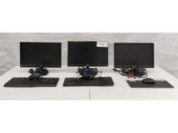3x Computer screens, keyboard and mouse (working)