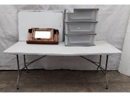 Foldable plastic table, mirror, whiteboard & stationary drawers