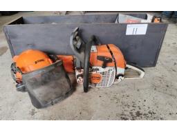Stihl MS 382 Chainsaw, protective headgear & blade