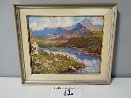 Oil painting with a door entrance 