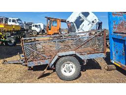 Blue Home-Built Farm Trailer with Rails.( No Papers ) (No VAT)