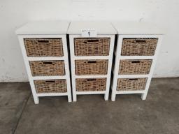 3x White bedside pedestals